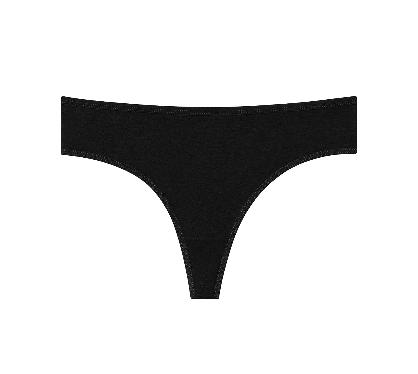 Nabtos Black Cotton Thongs Women's Basic Panties Underwear (Pack of 6)