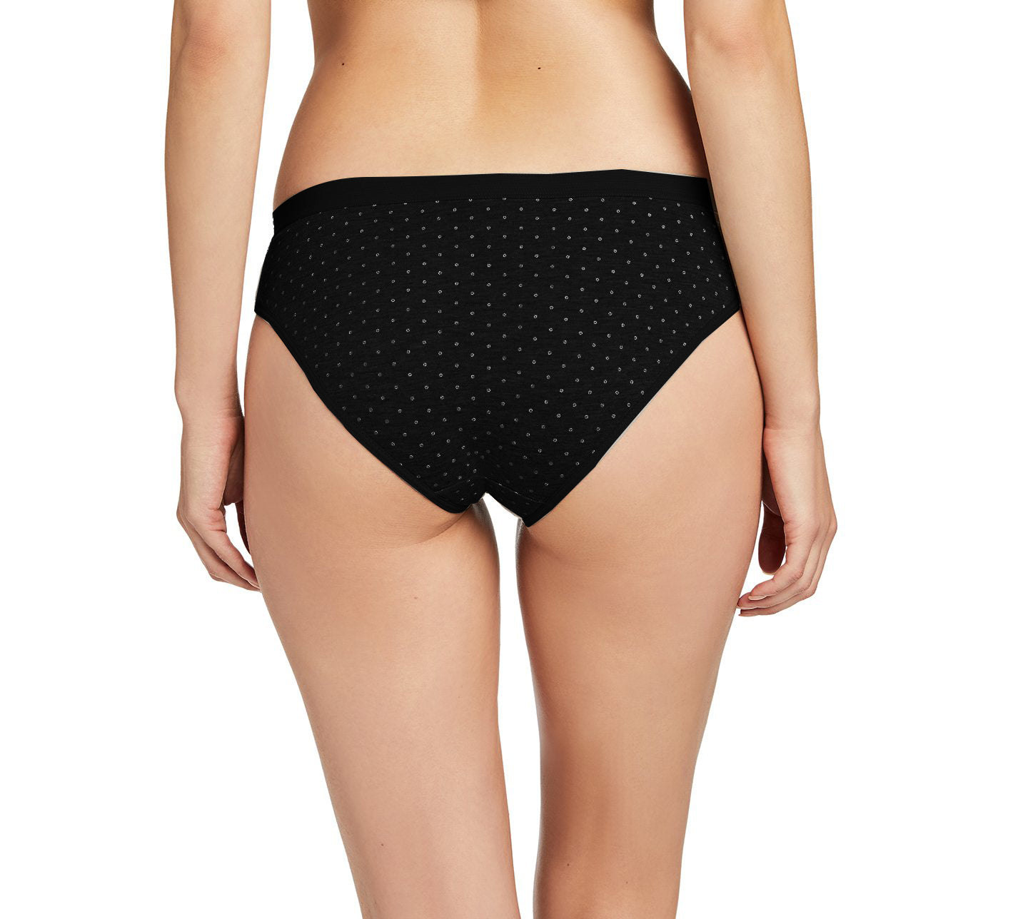Nabtos Women's Cotton Underwear Bikini Polka Dot Black Panties (Pack of 6)