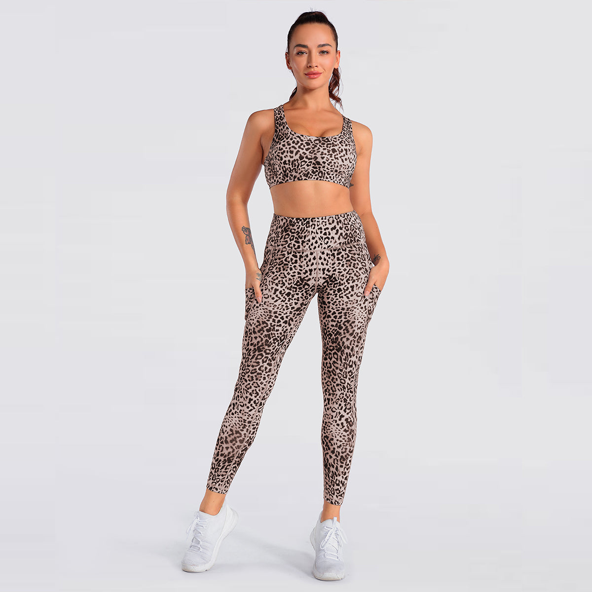 Women's Nabtos® Performance Activewear Yoga High-Waisted Leggings- Leopard