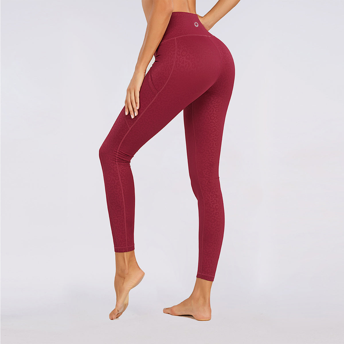 Women's Nabtos® Performance Activewear Yoga High-Waisted Leggings- Embossing Red