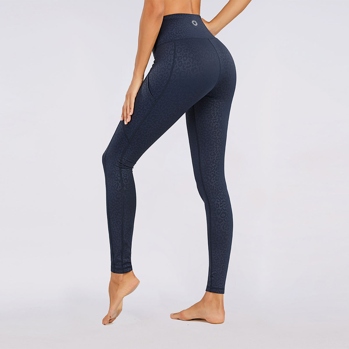 Women's Nabtos® Performance Activewear Yoga High-Waisted Leggings- Embossing Navy