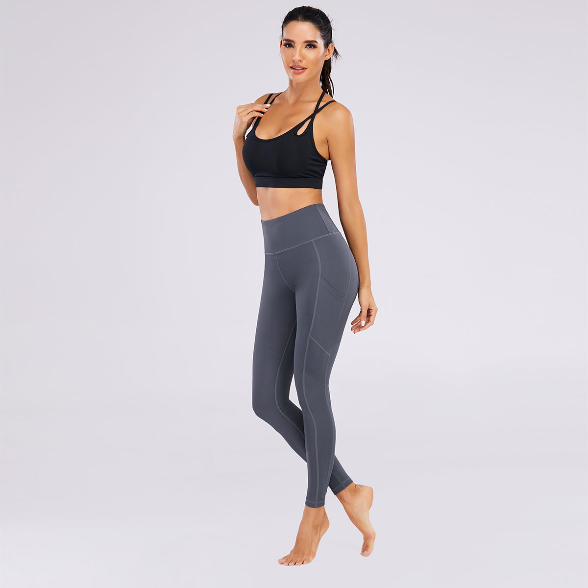 Women's Nabtos® Performance Activewear Yoga High-Waisted Leggings-Gray