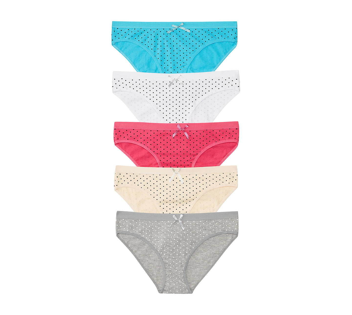 Nabtos Women's Cotton Underwear Bikini Polka Dot Panties (Pack of 5)