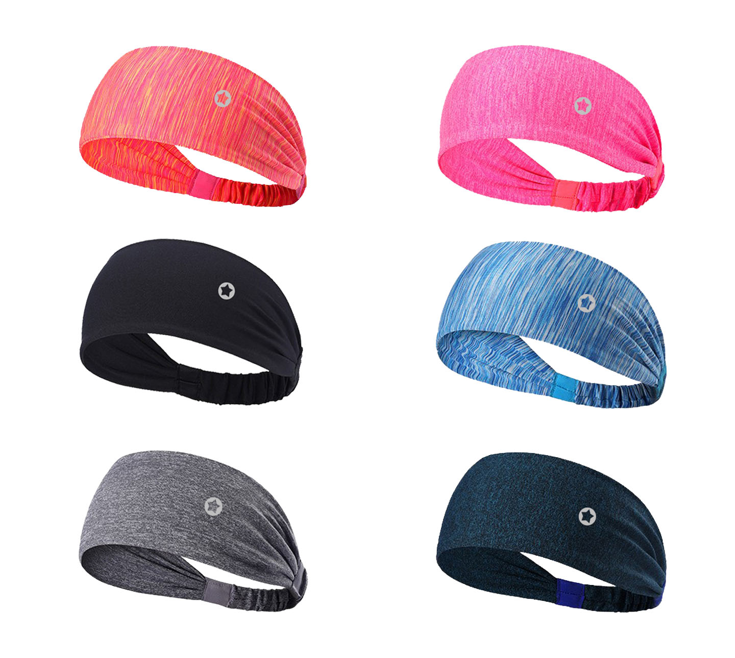 Nabtos 6 Pack Female Women Yoga Sports Wicking Hair Headband