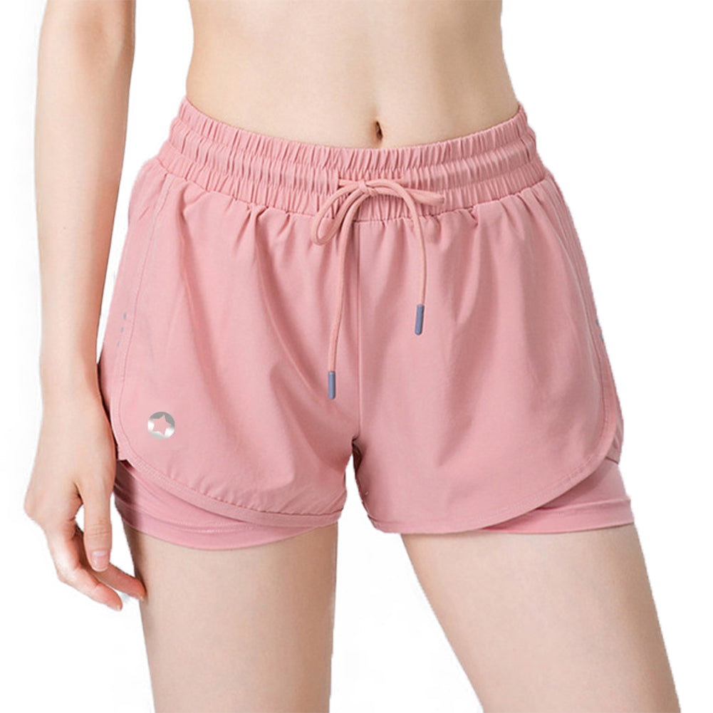 Nabtos Women Workout Running Yoga Fitness Gym Shorts Side Inner pockets Pink