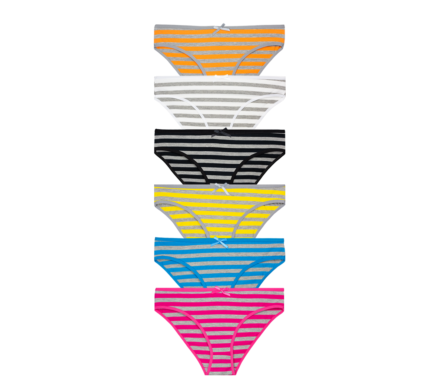 Nabtos Women's Cotton Underwear Orange Bikini Stripes Panties (Pack of 6)